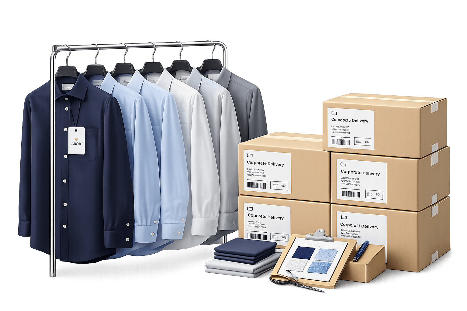 Corporate shirt rack and Zarotti boxes